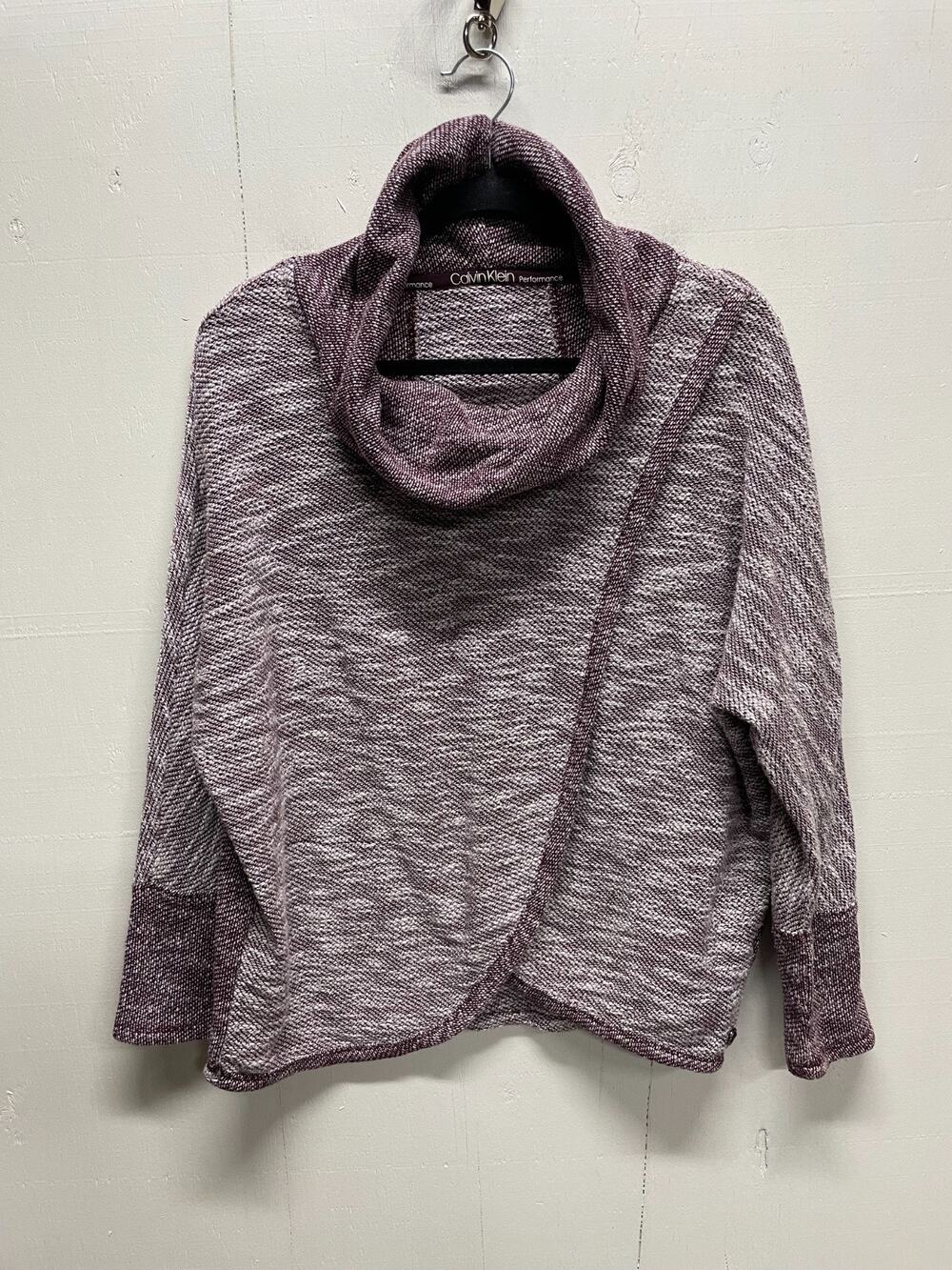 Calvin Klein Performance Women Cowl Neck Tulip Hem Sweater Large Athleisure Cozy